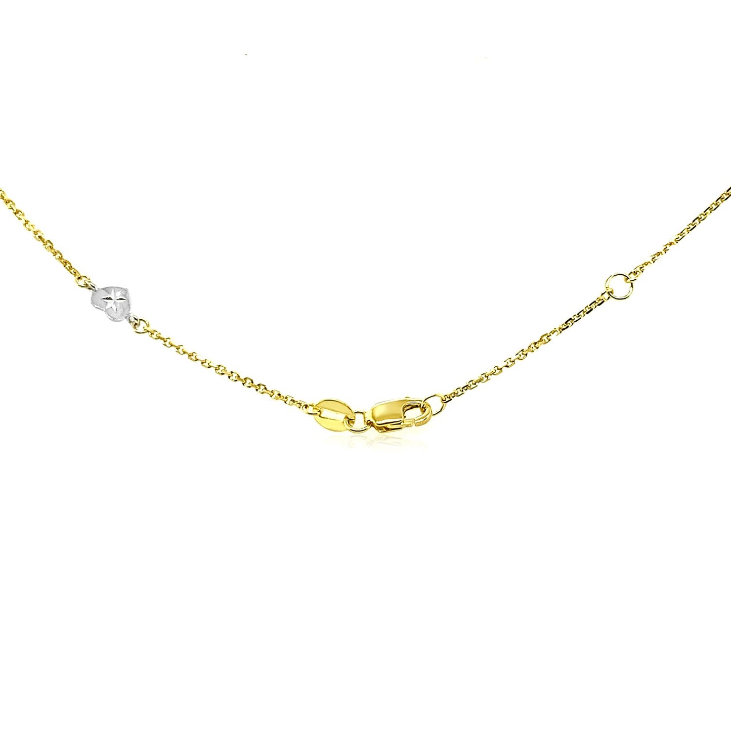 14k Two Tone Gold Anklet with Diamond Cut Heart Style Stations - La Markesa Jewelry