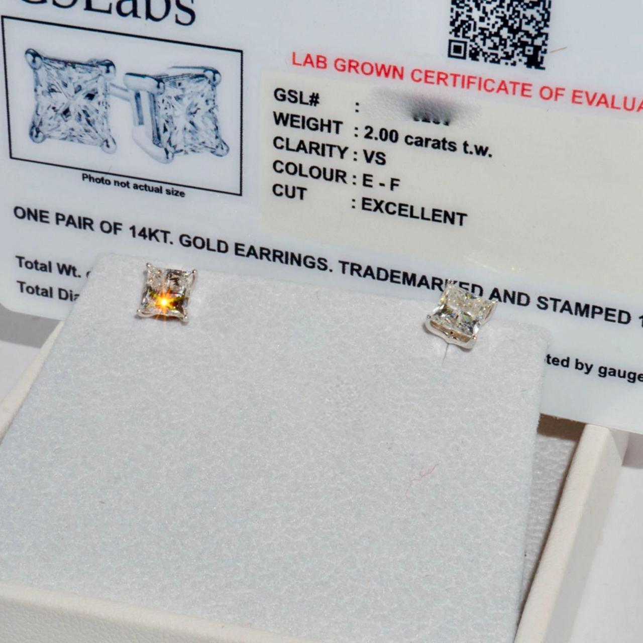 2CT Princess Cut Earrings