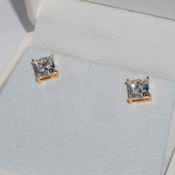 Princess Cut Earrings CZ