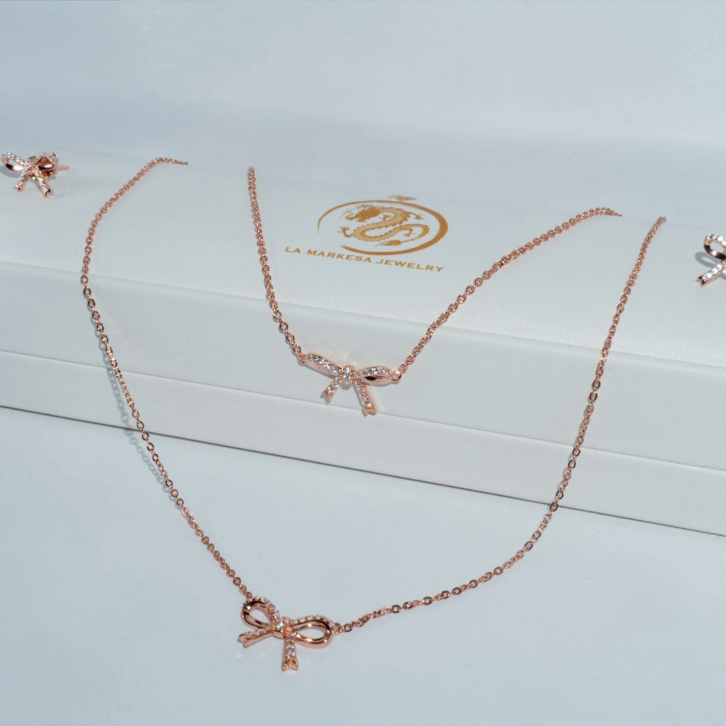 Coquette Bow Stud Necklace, Bracelet, Earrings