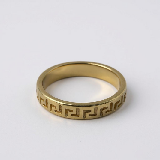 14k Yellow Gold Greek Ring Band