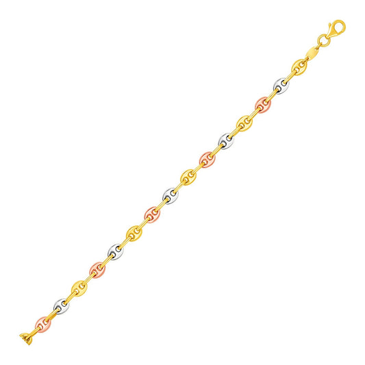 14k Tri Color Gold Mariner Link Anklet - La Markesa Jewelry