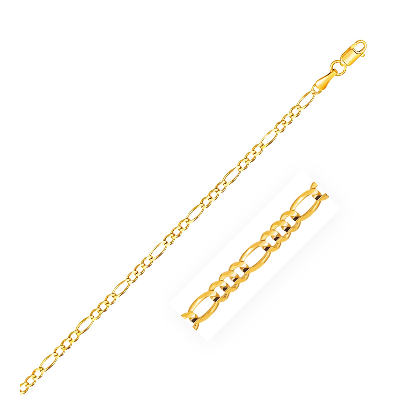 2.8mm 14k Yellow Gold Figaro Anklet - La Markesa Jewelry