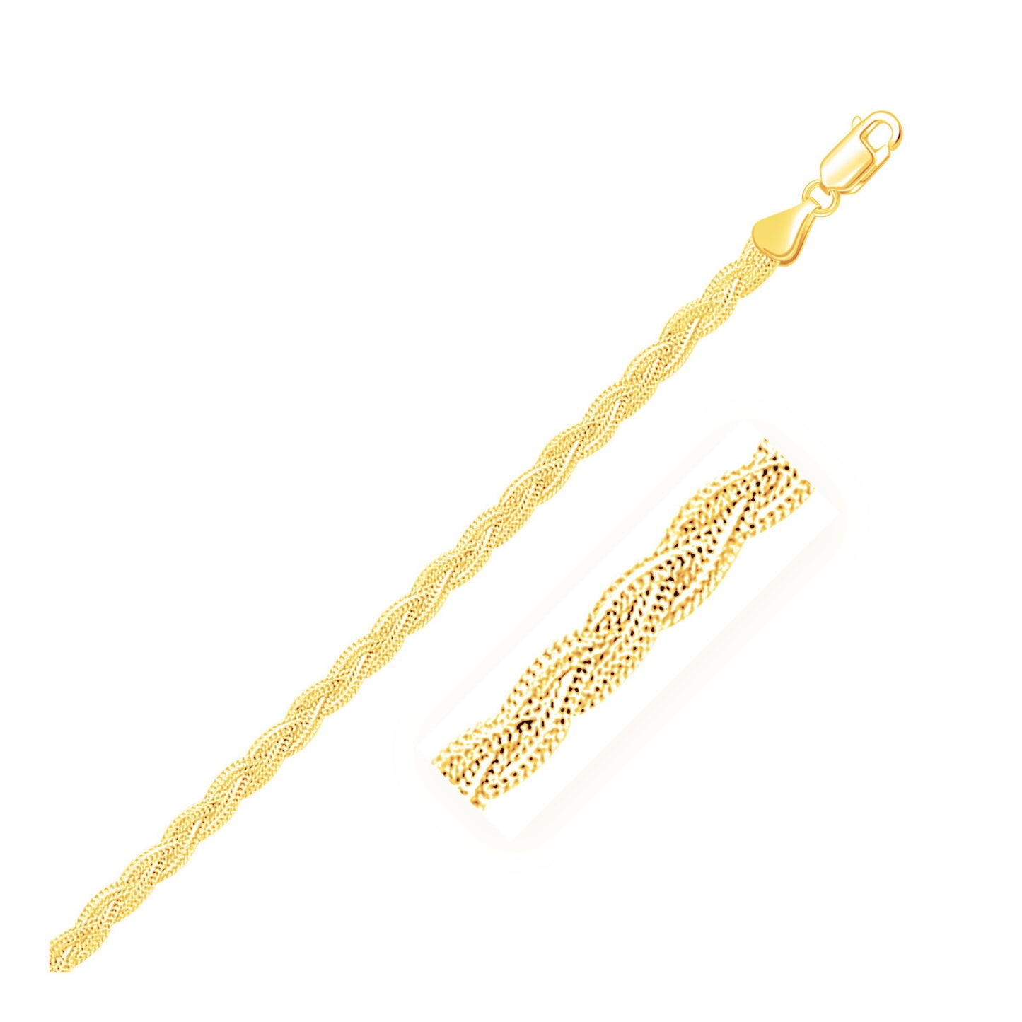 3.5mm 14k Yellow Braided Foxtail Anklet - La Markesa Jewelry