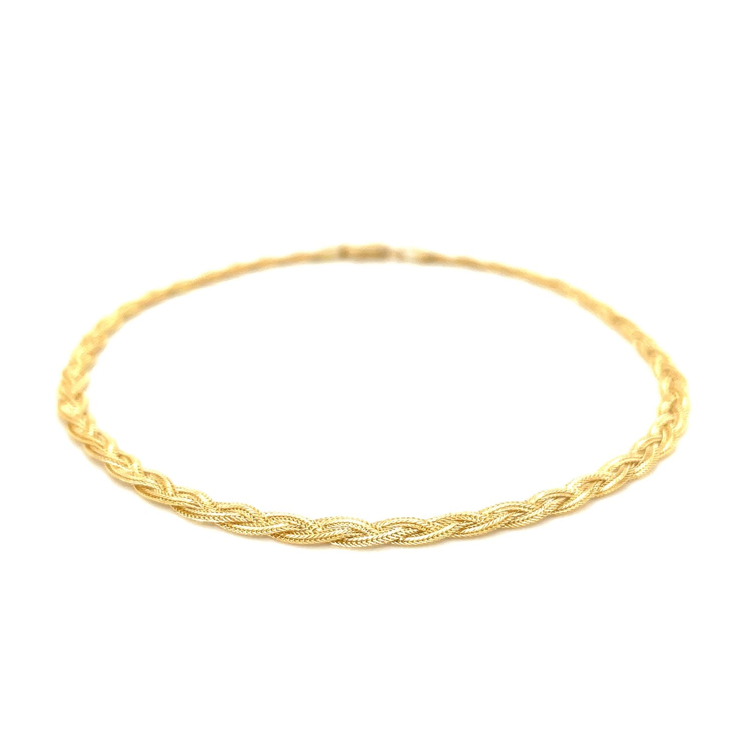 3.5mm 14k Yellow Braided Foxtail Anklet - La Markesa Jewelry