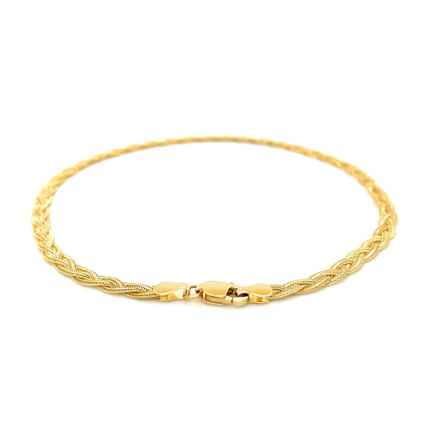 3.5mm 14k Yellow Braided Foxtail Anklet - La Markesa Jewelry