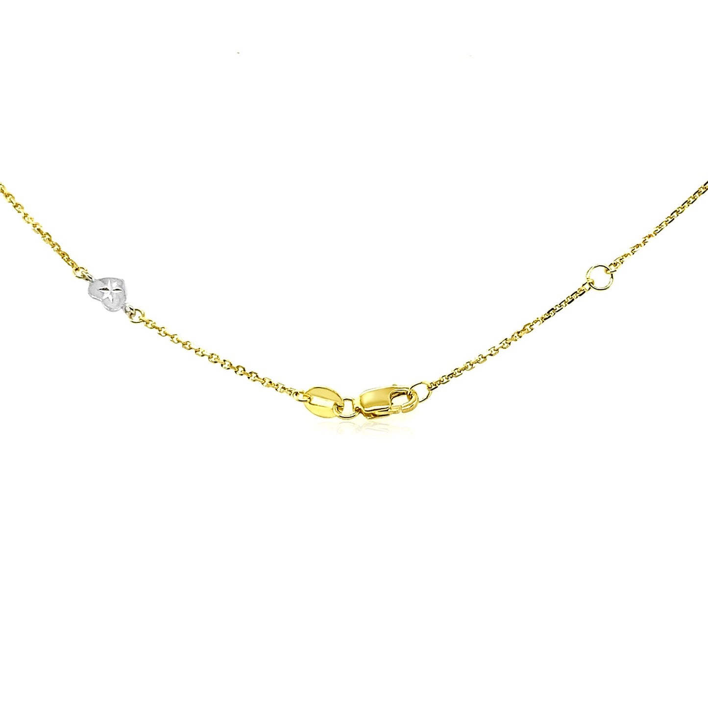 14k Two Tone Gold Anklet with Diamond Cut Heart Style Stations - La Markesa Jewelry