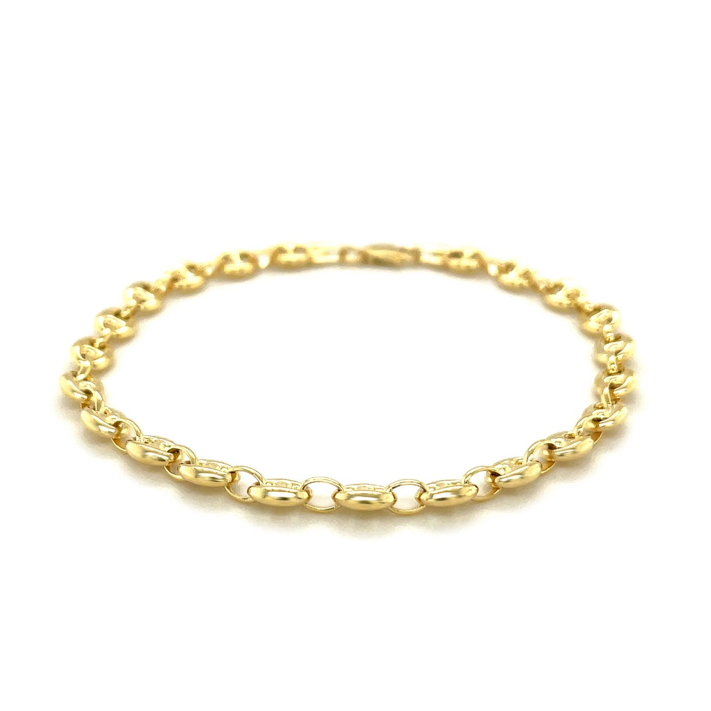 4.7mm 14k Yellow Gold Puffed Mariner Anklet - La Markesa Jewelry