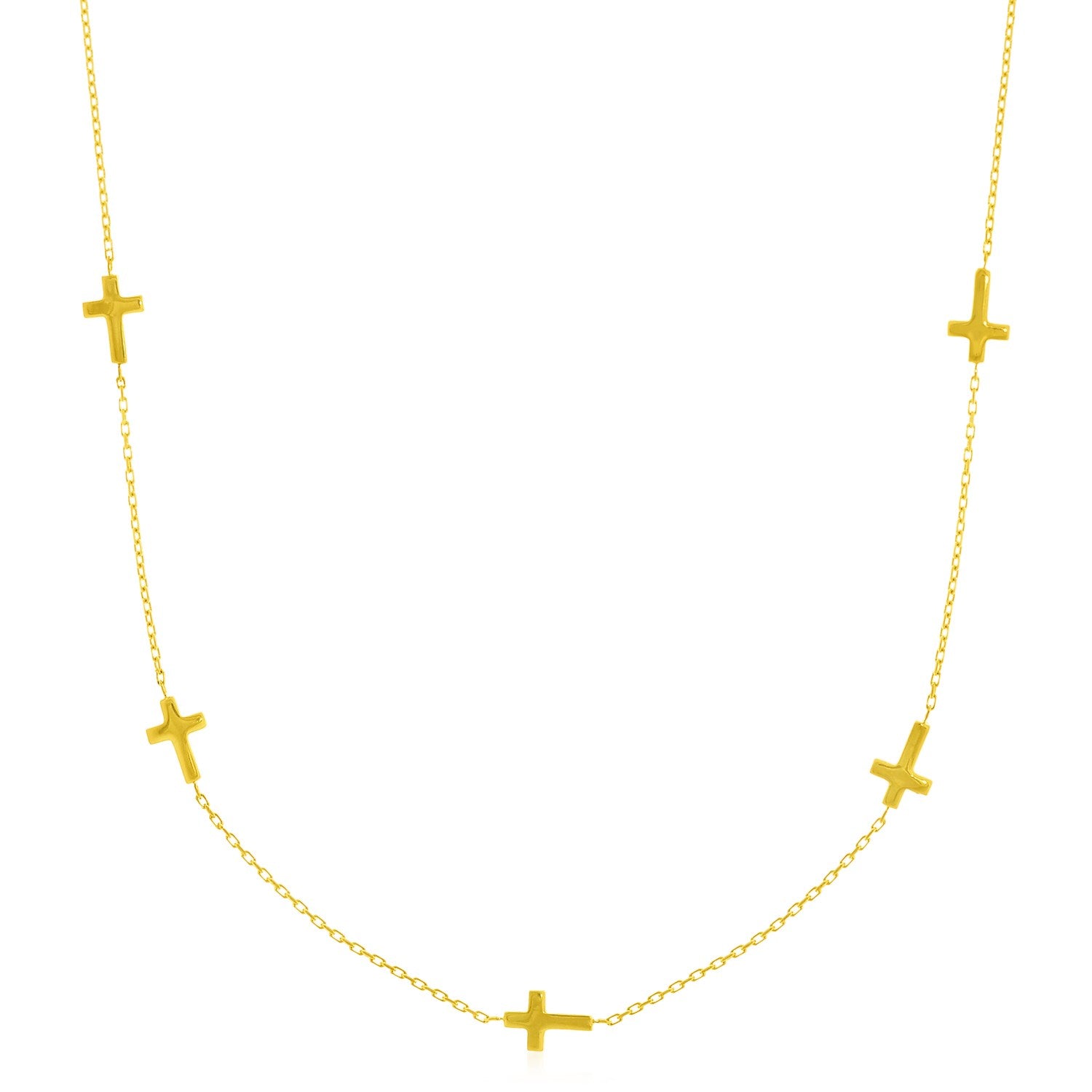 14k Yellow Gold Chain Necklace with Cross Stations - La Markesa Jewelry