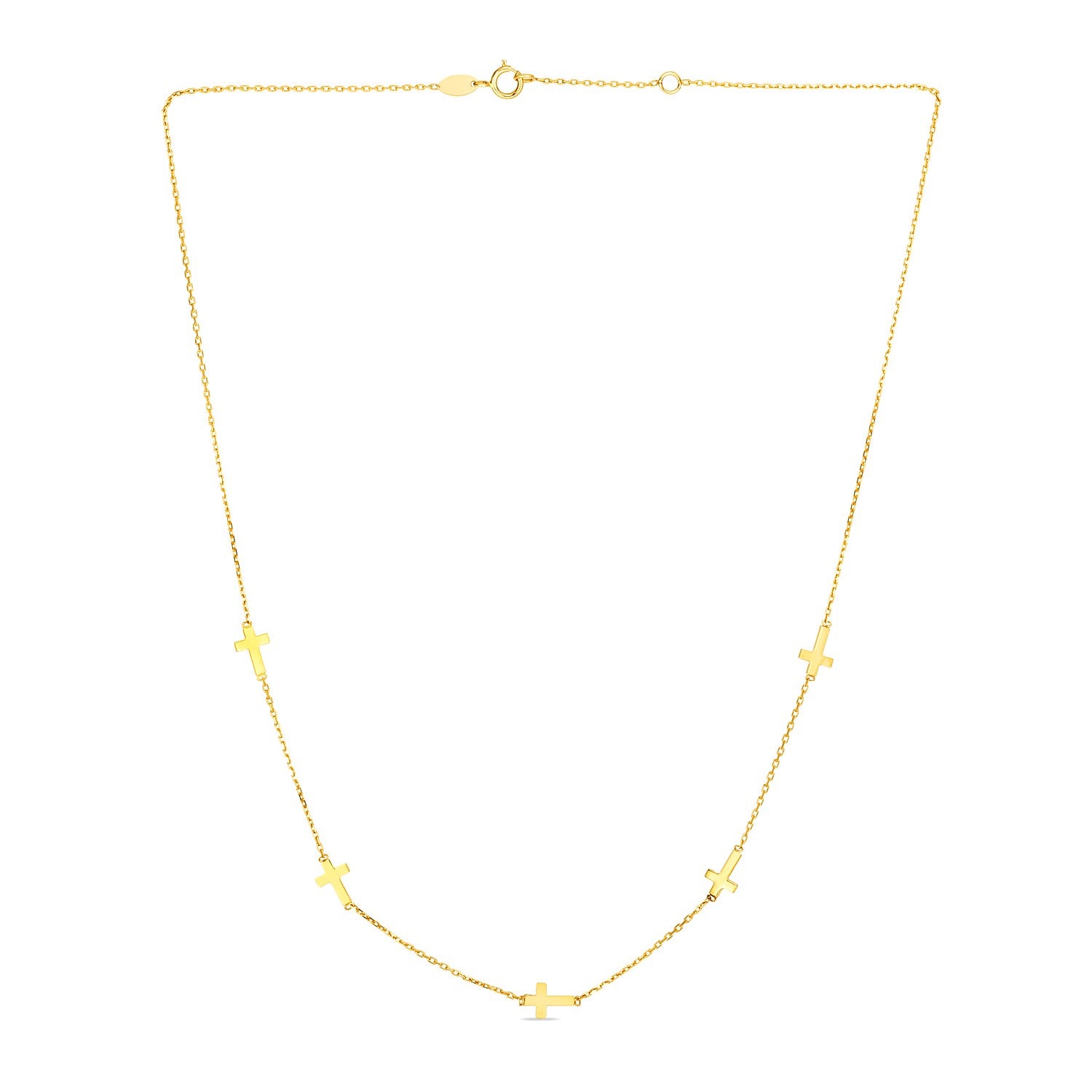 14k Yellow Gold Chain Necklace with Cross Stations - La Markesa Jewelry