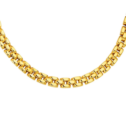 14k Yellow Gold Panther Chain Link Shiny Necklace