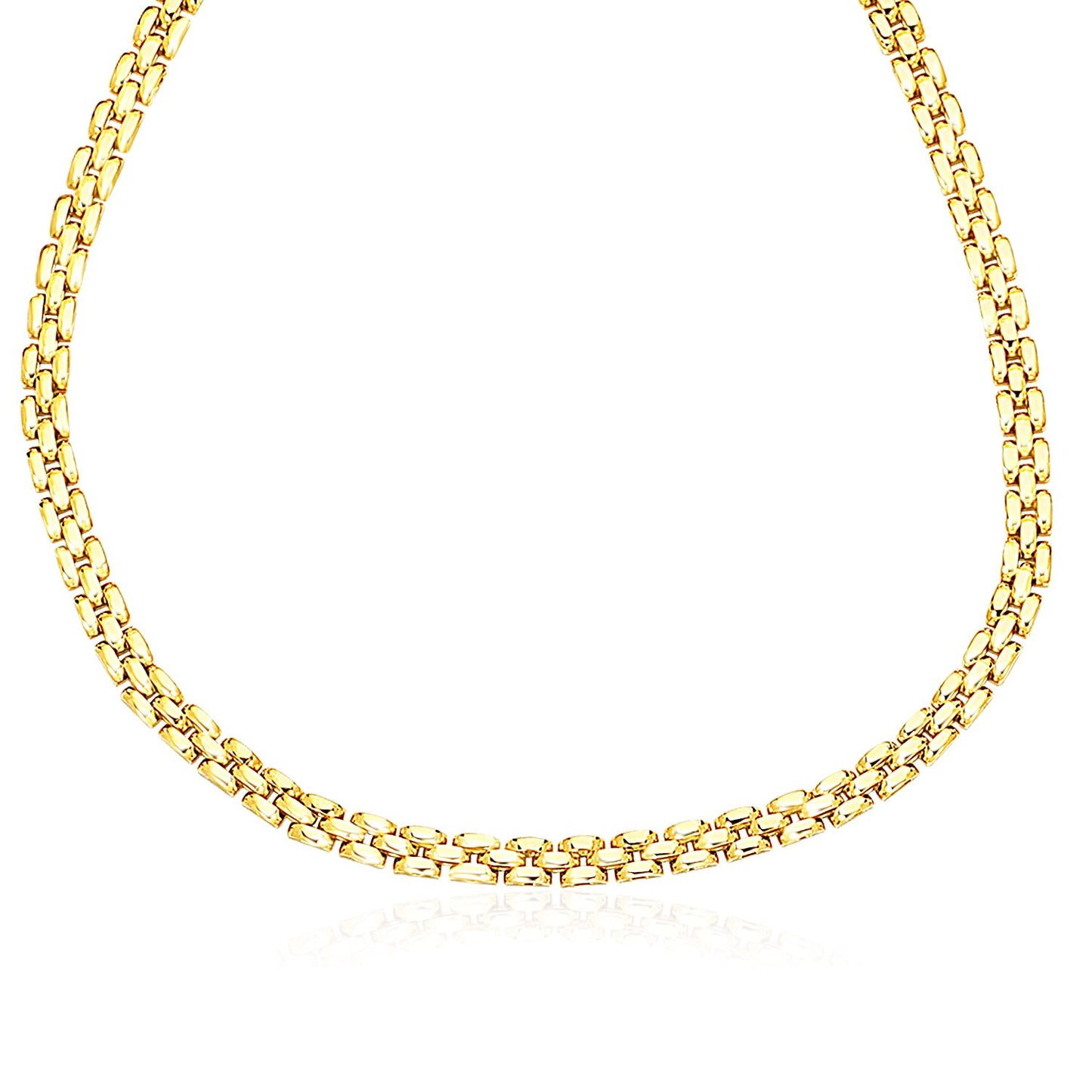 14k Yellow Gold Panther Chain Link Shiny Necklace - La Markesa Jewelry