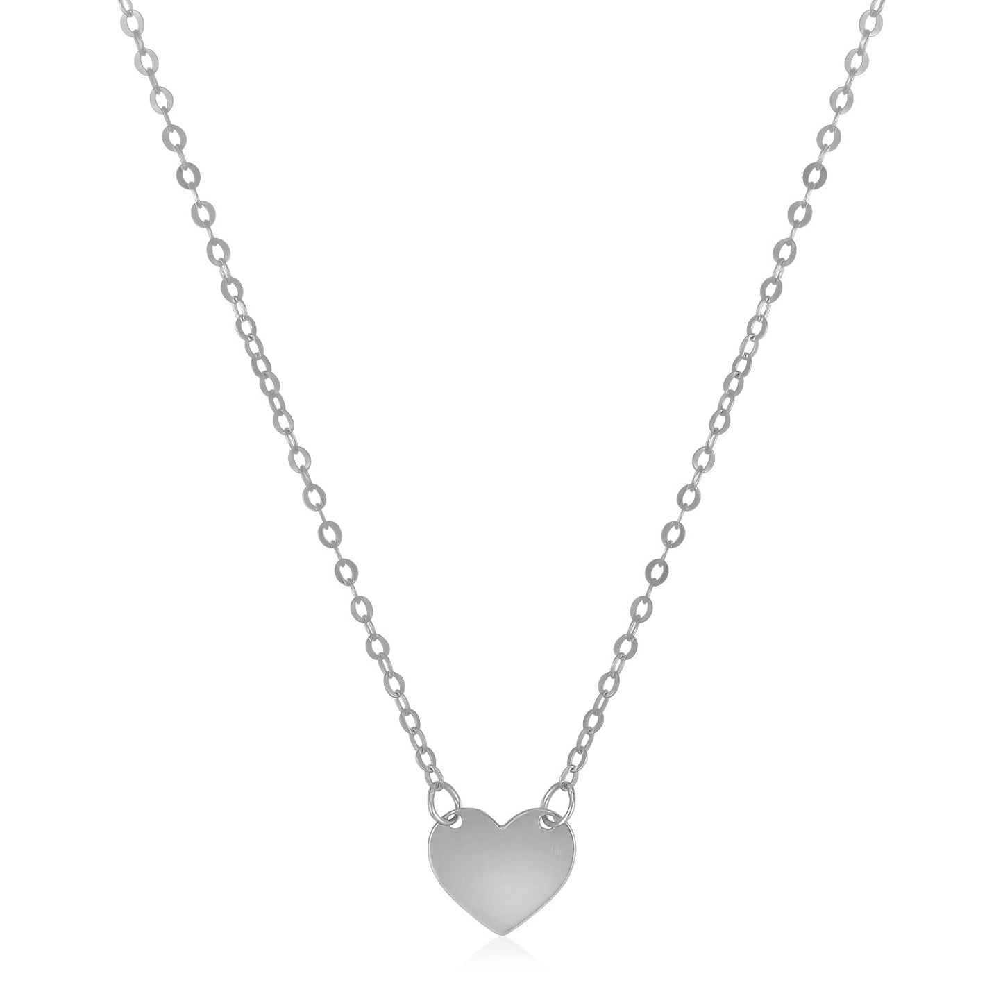 14k White Gold Polished Mini Heart Necklace - La Markesa Jewelry