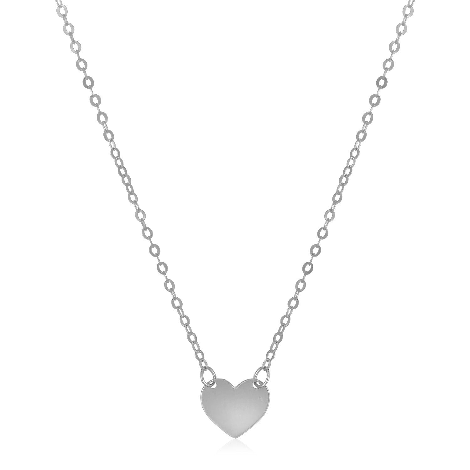 14k White Gold Polished Mini Heart Necklace - La Markesa Jewelry