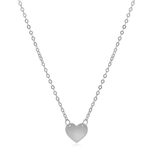 14k White Gold Polished Mini Heart Necklace - La Markesa Jewelry