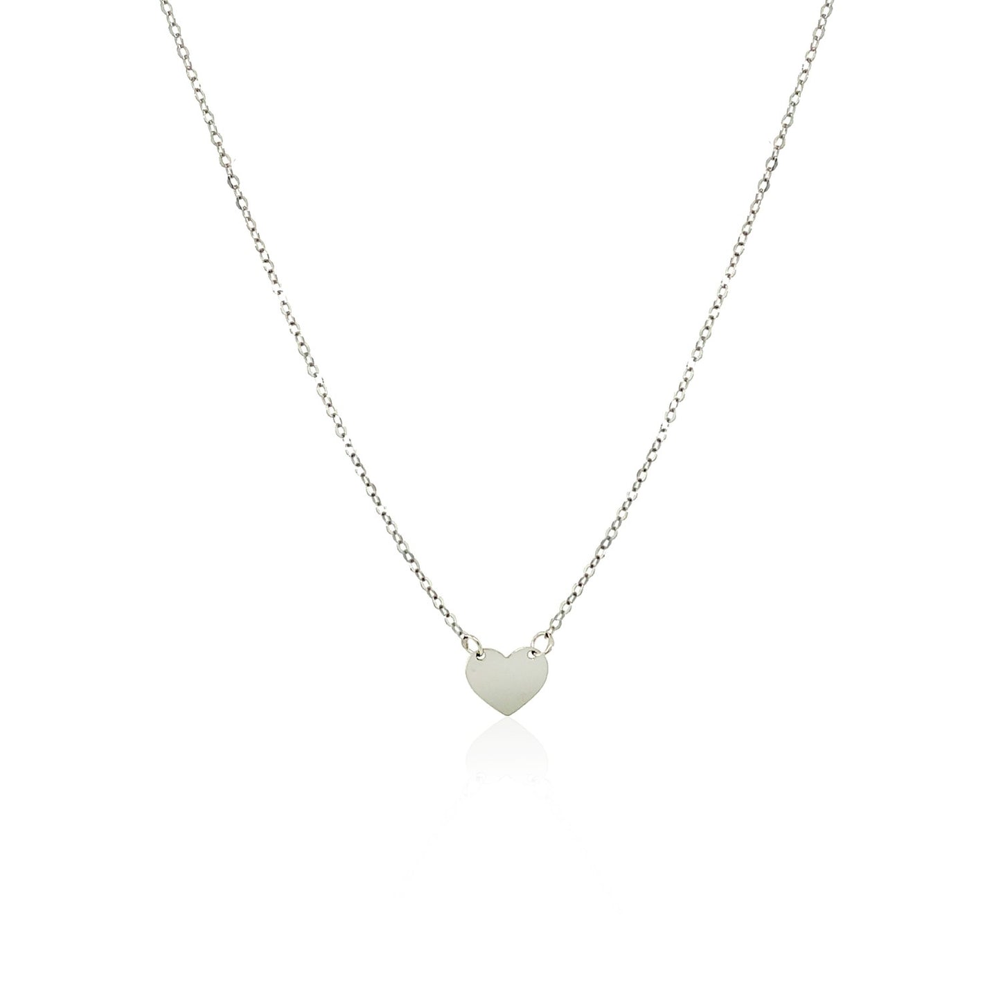 14k White Gold Polished Mini Heart Necklace - La Markesa Jewelry