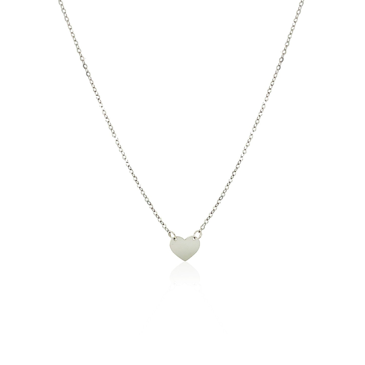 14k White Gold Polished Mini Heart Necklace - La Markesa Jewelry