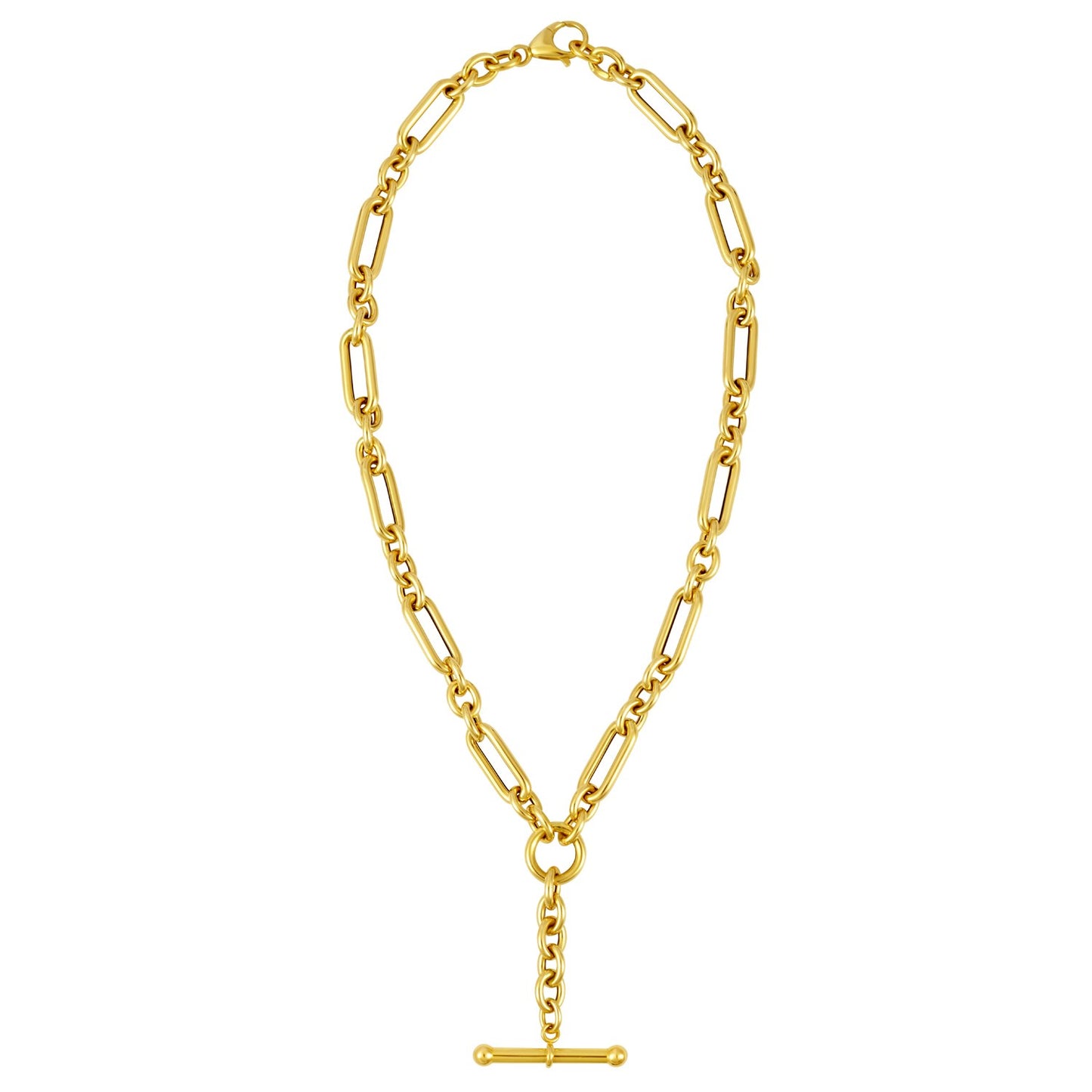 Toggle Necklace with Alternating Chain in 14K Yellow Gold - La Markesa Jewelry