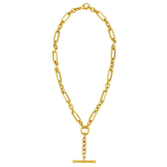 Toggle Necklace with Alternating Chain in 14K Yellow Gold - La Markesa Jewelry