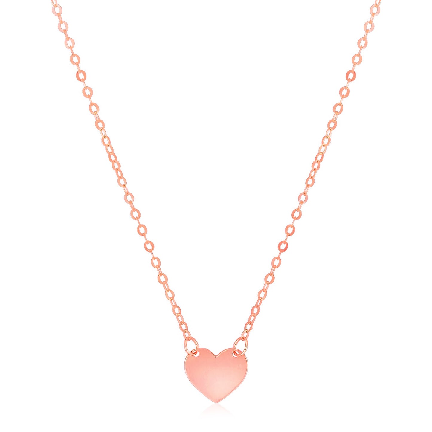 14k Rose Gold Polished Mini Heart Necklace - La Markesa Jewelry