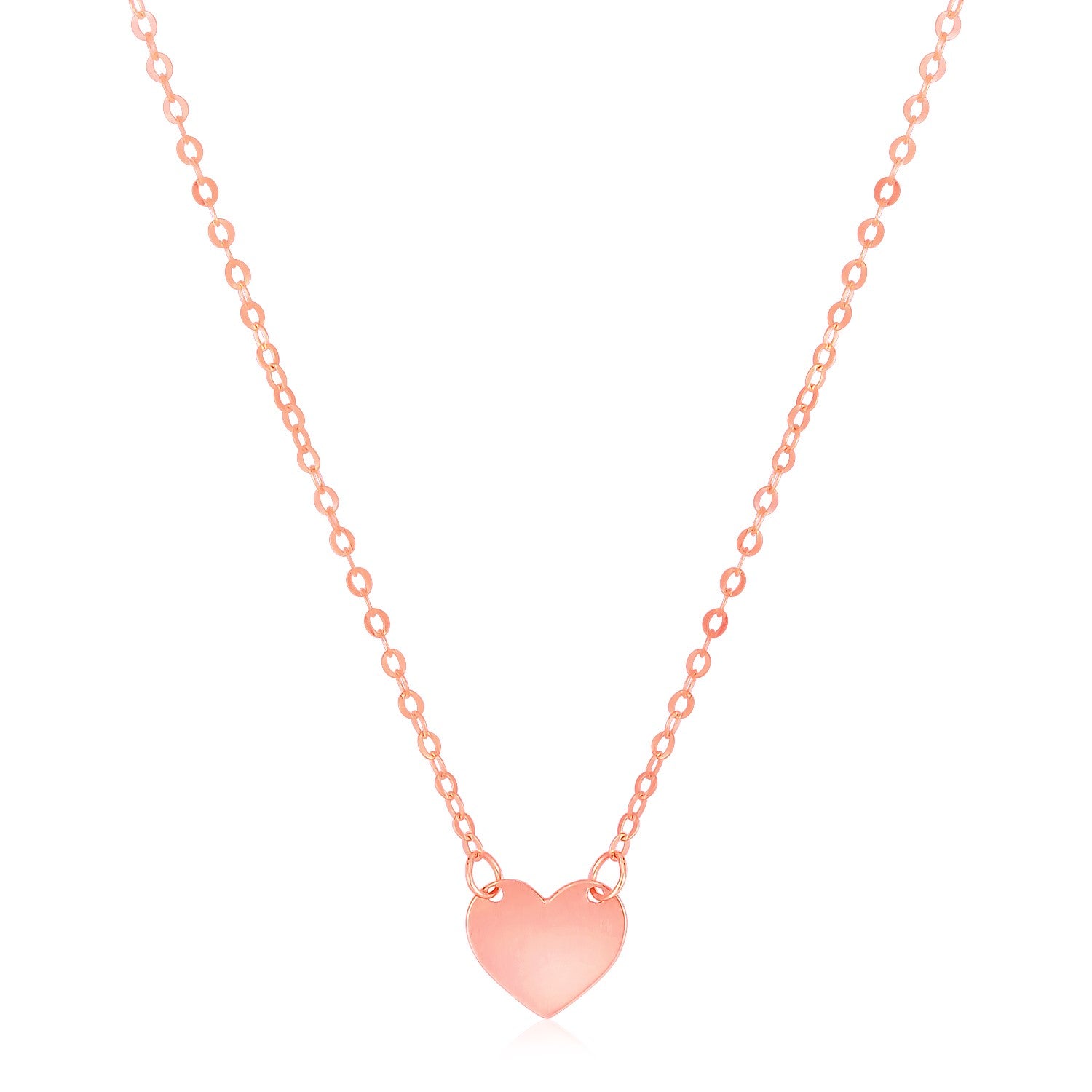 14k Rose Gold Polished Mini Heart Necklace - La Markesa Jewelry