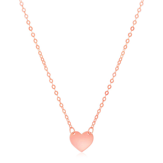 14k Rose Gold Polished Mini Heart Necklace - La Markesa Jewelry