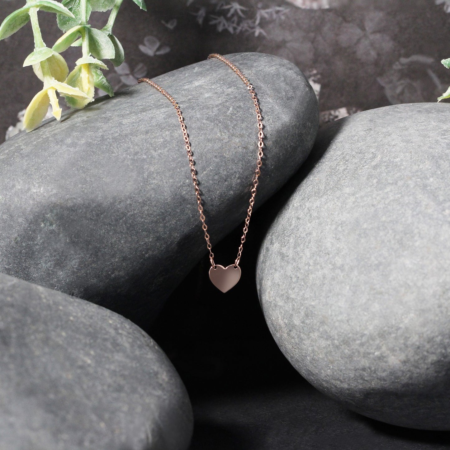 14k Rose Gold Polished Mini Heart Necklace - La Markesa Jewelry