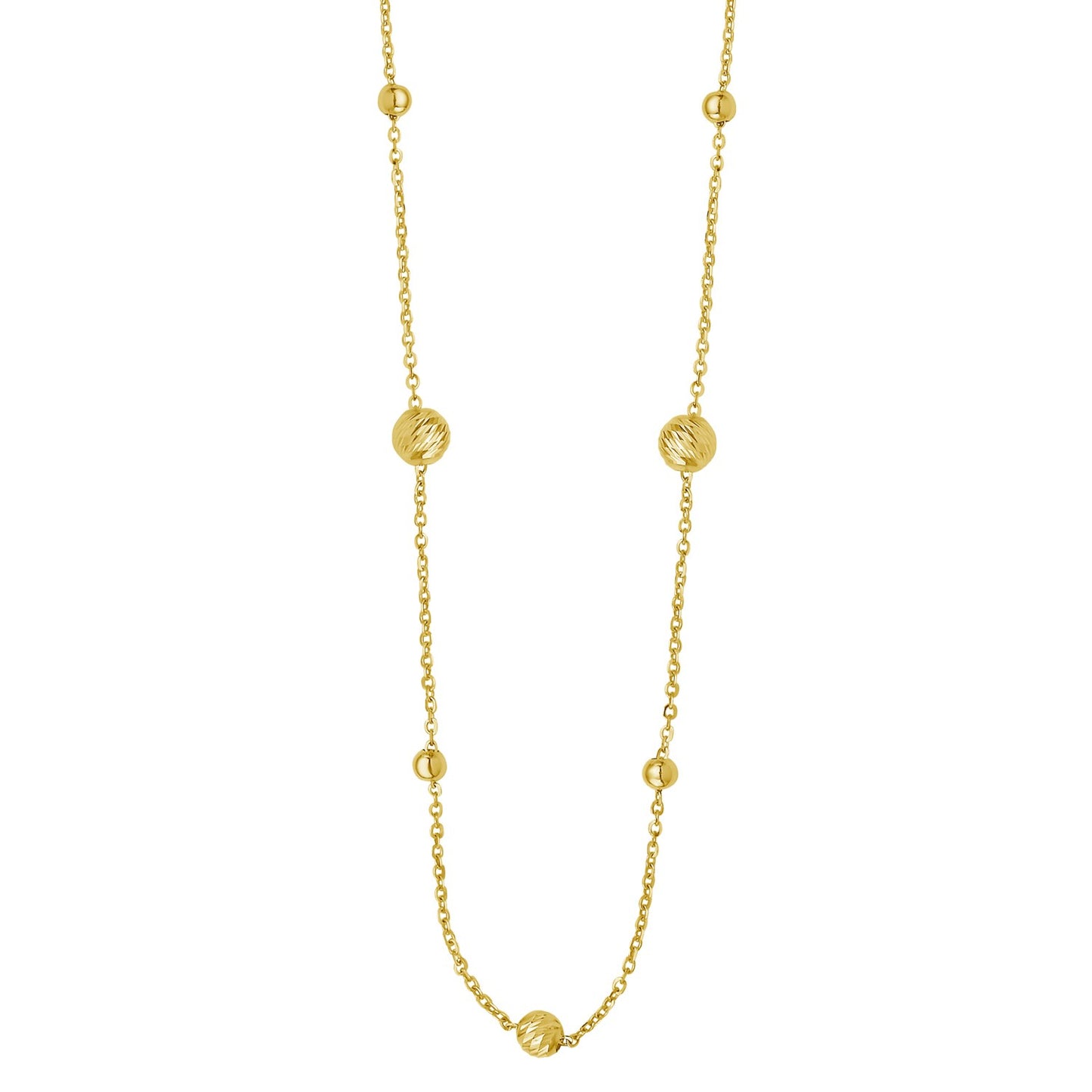 Alternating Bead Chain Necklace in 14K Yellow Gold - La Markesa Jewelry