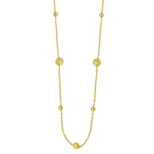 Alternating Bead Chain Necklace in 14K Yellow Gold - La Markesa Jewelry