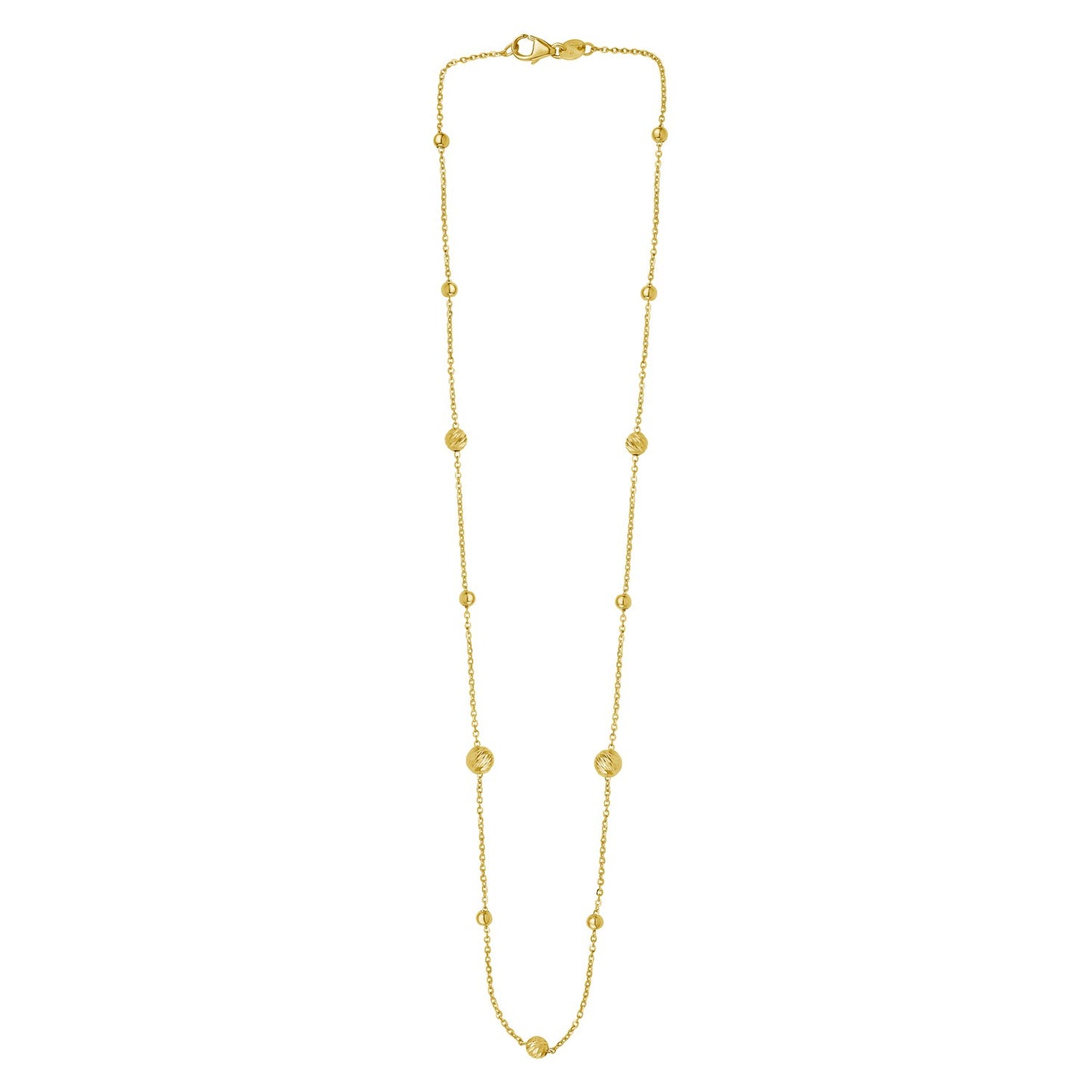 Alternating Bead Chain Necklace in 14K Yellow Gold - La Markesa Jewelry