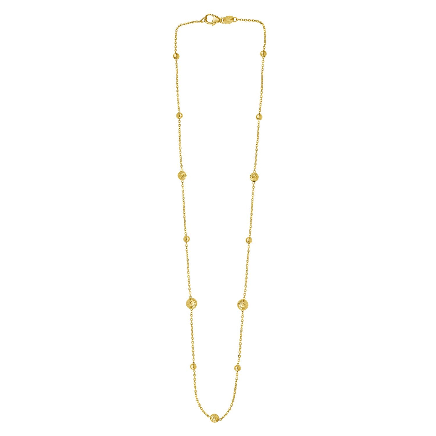 Alternating Bead Chain Necklace in 14K Yellow Gold - La Markesa Jewelry