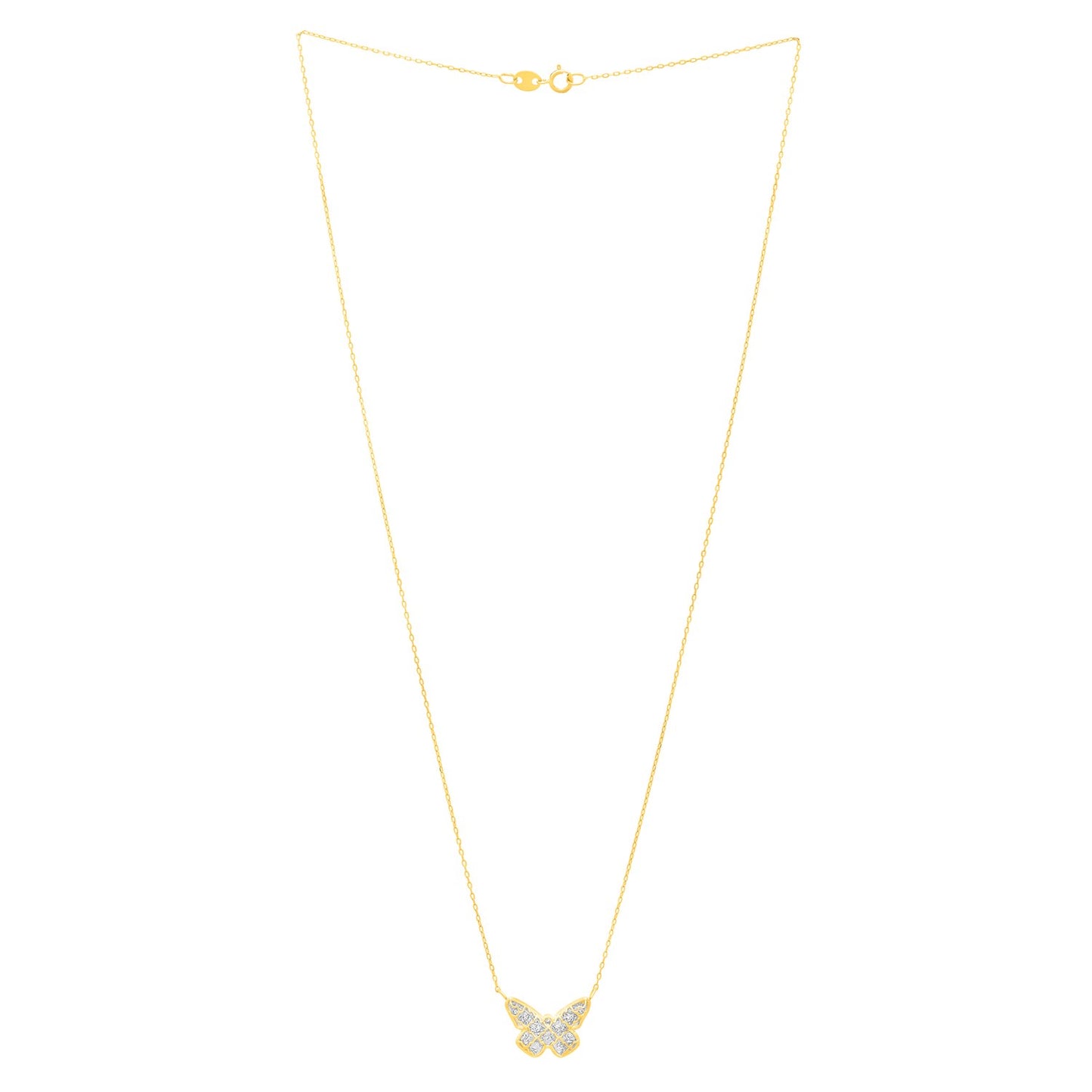 Checkered Butterfly Necklace in 14K Yellow Gold - La Markesa Jewelry