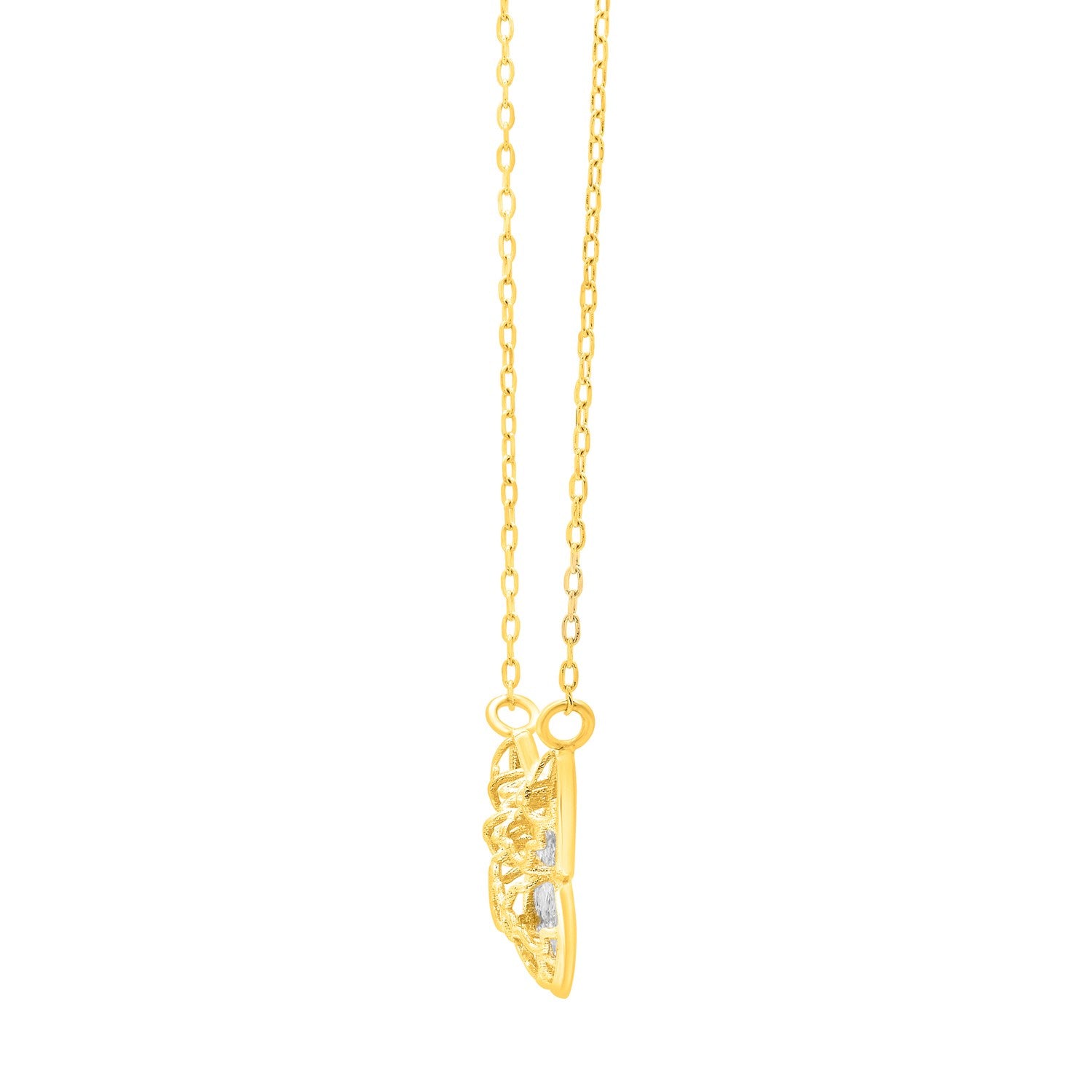 Checkered Butterfly Necklace in 14K Yellow Gold - La Markesa Jewelry