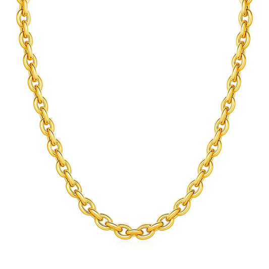 14k Yellow Gold Polished Oval Link Necklace