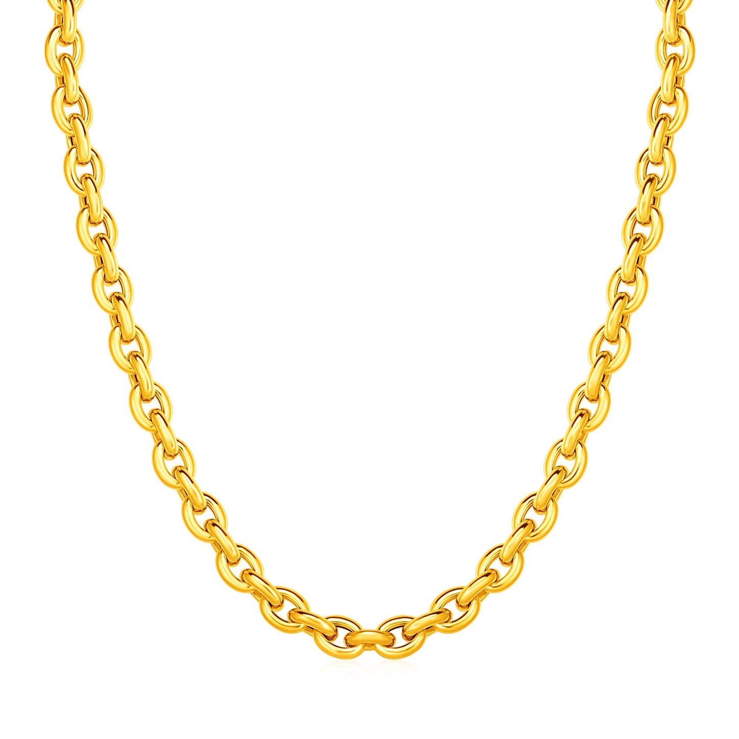 14k Yellow Gold Polished Oval Link Necklace - La Markesa Jewelry