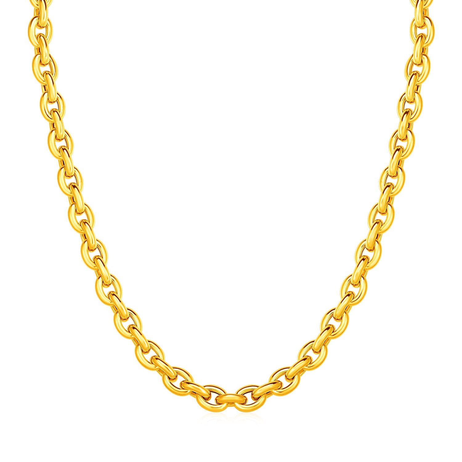 14k Yellow Gold Polished Oval Link Necklace - La Markesa Jewelry