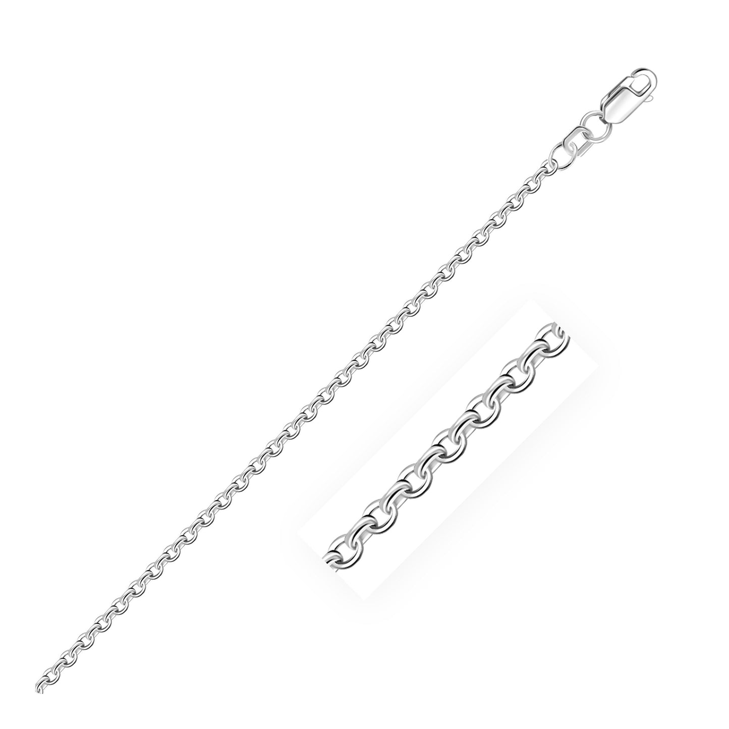 2.3mm 10k White Gold Rolo Anklet - La Markesa Jewelry