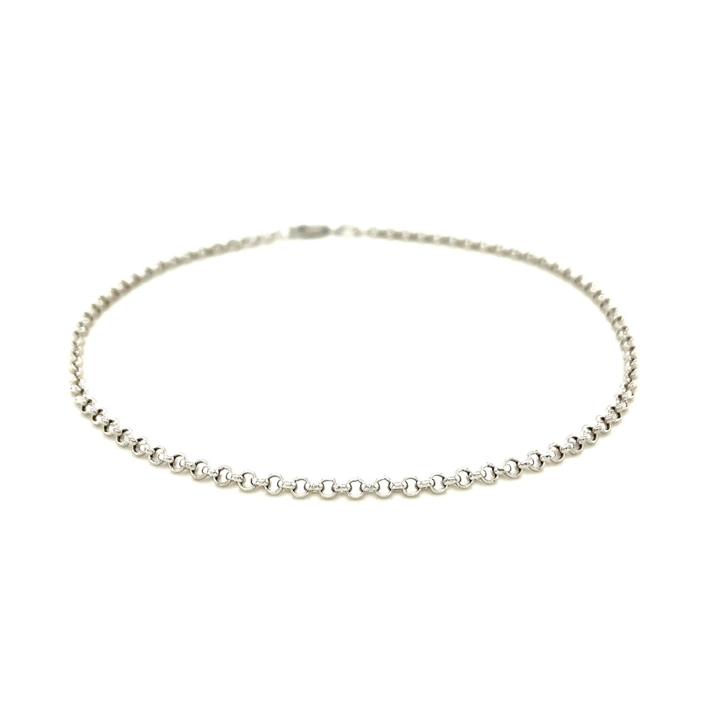 2.3mm 10k White Gold Rolo Anklet - La Markesa Jewelry