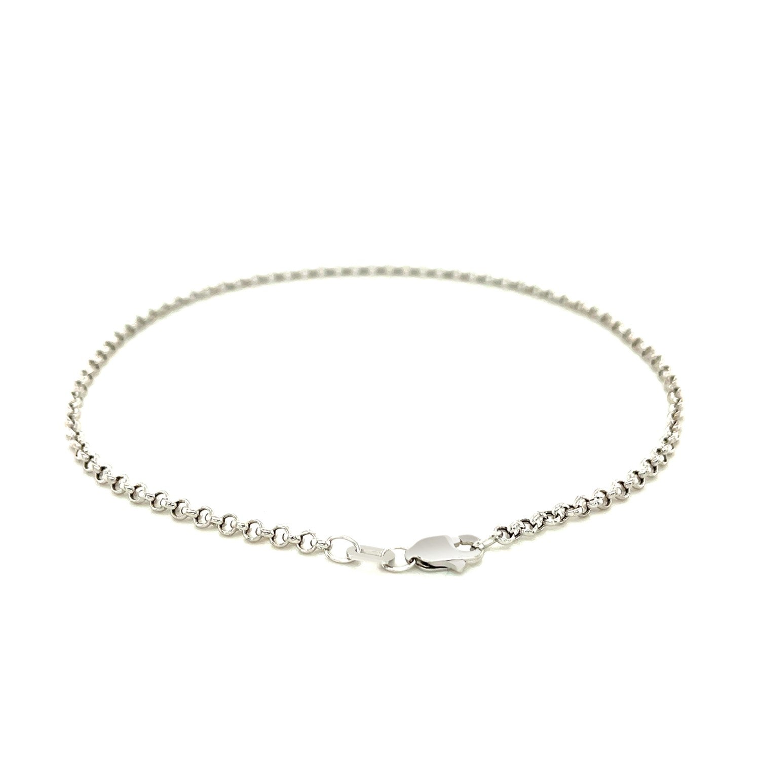 2.3mm 10k White Gold Rolo Anklet - La Markesa Jewelry