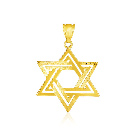 14k Yellow Gold Textured Star of David Pendant - La Markesa Jewelry