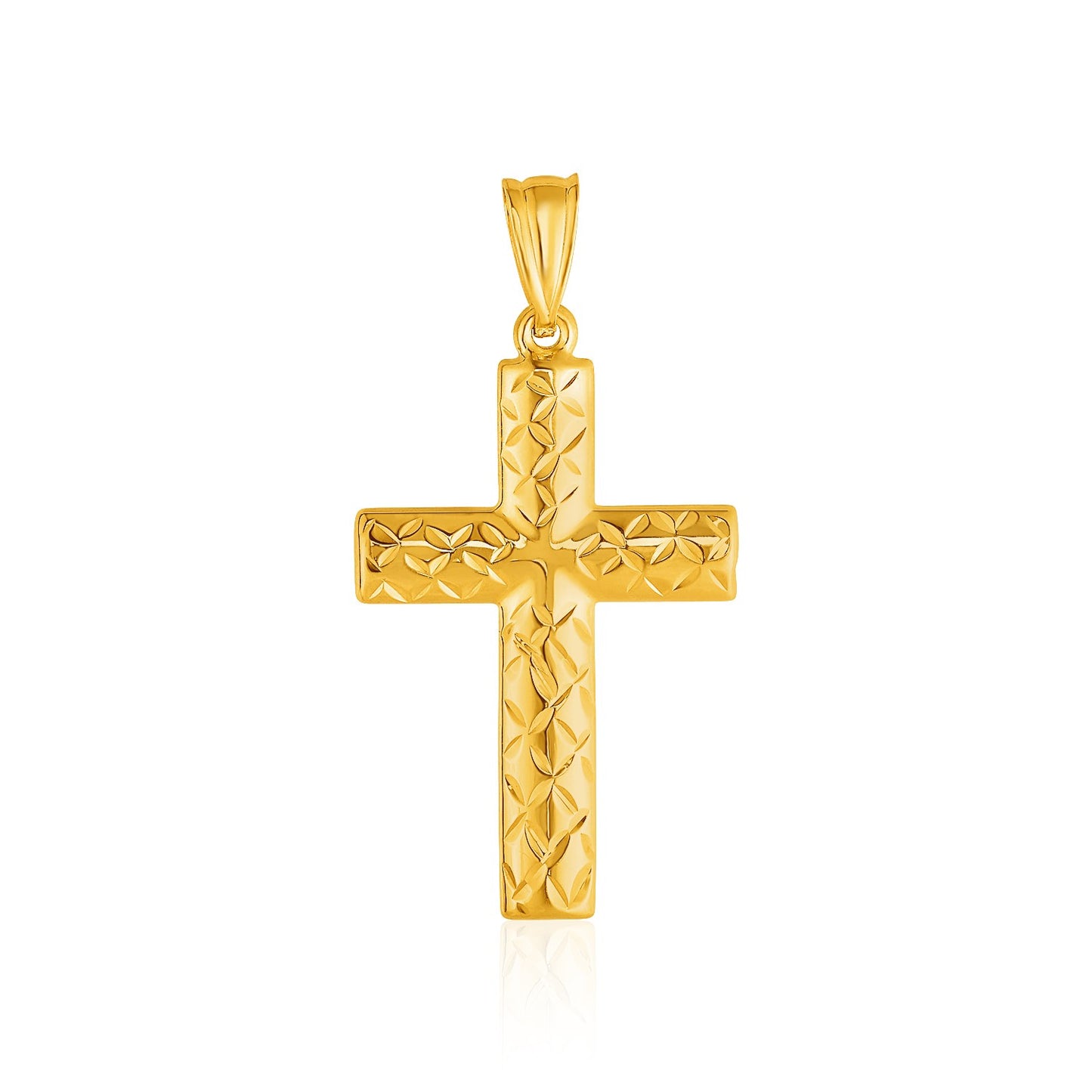 14k Yellow Gold Reversible Textured Cross Pendant - La Markesa Jewelry