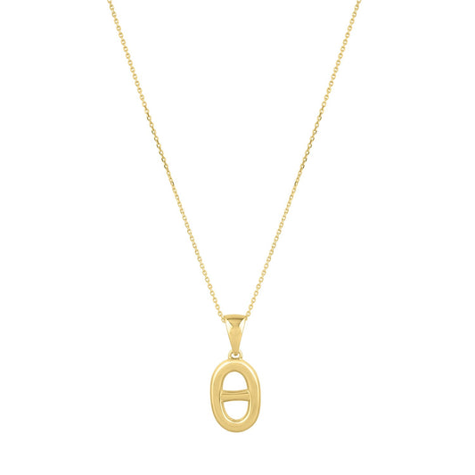 Polished Puff Mariner Link Necklace in 14K Yellow Gold - La Markesa Jewelry