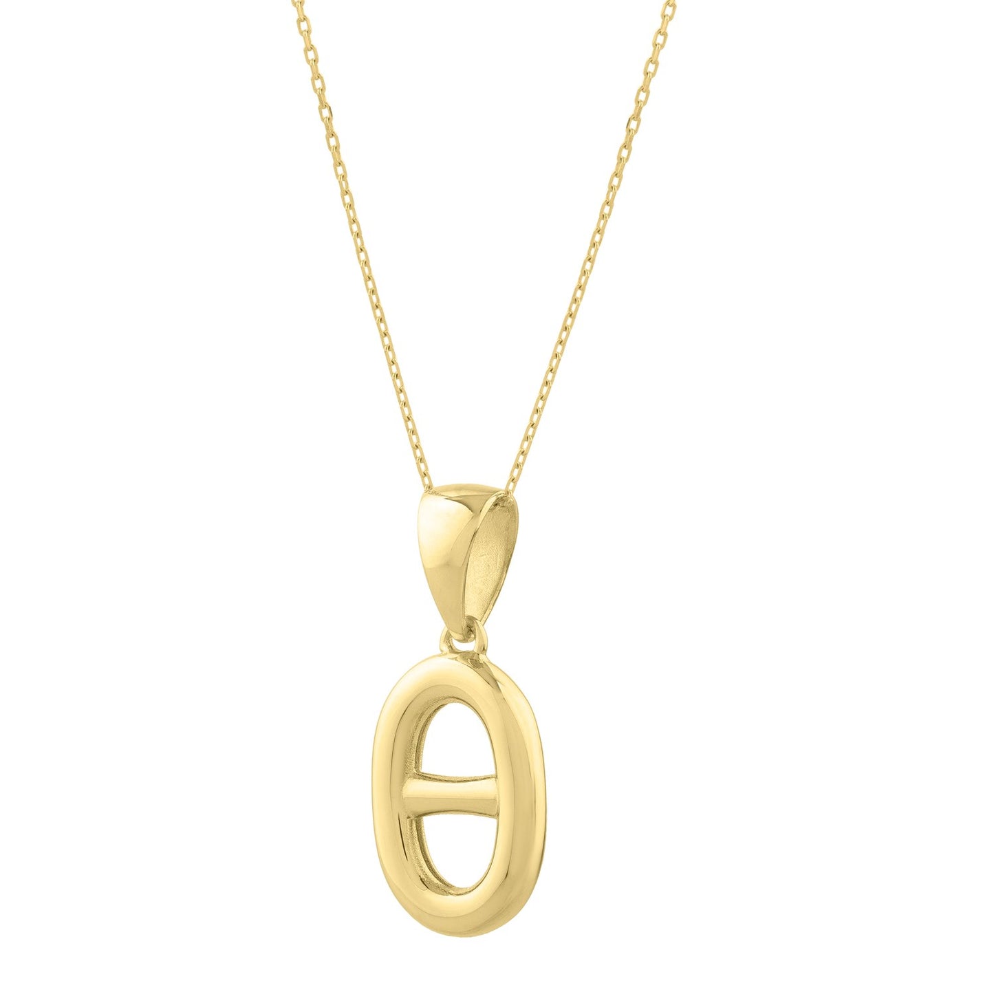 Polished Puff Mariner Link Necklace in 14K Yellow Gold - La Markesa Jewelry