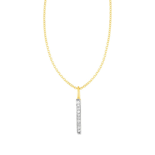 14k Yellow Gold Bar Pendant with Diamonds - La Markesa Jewelry
