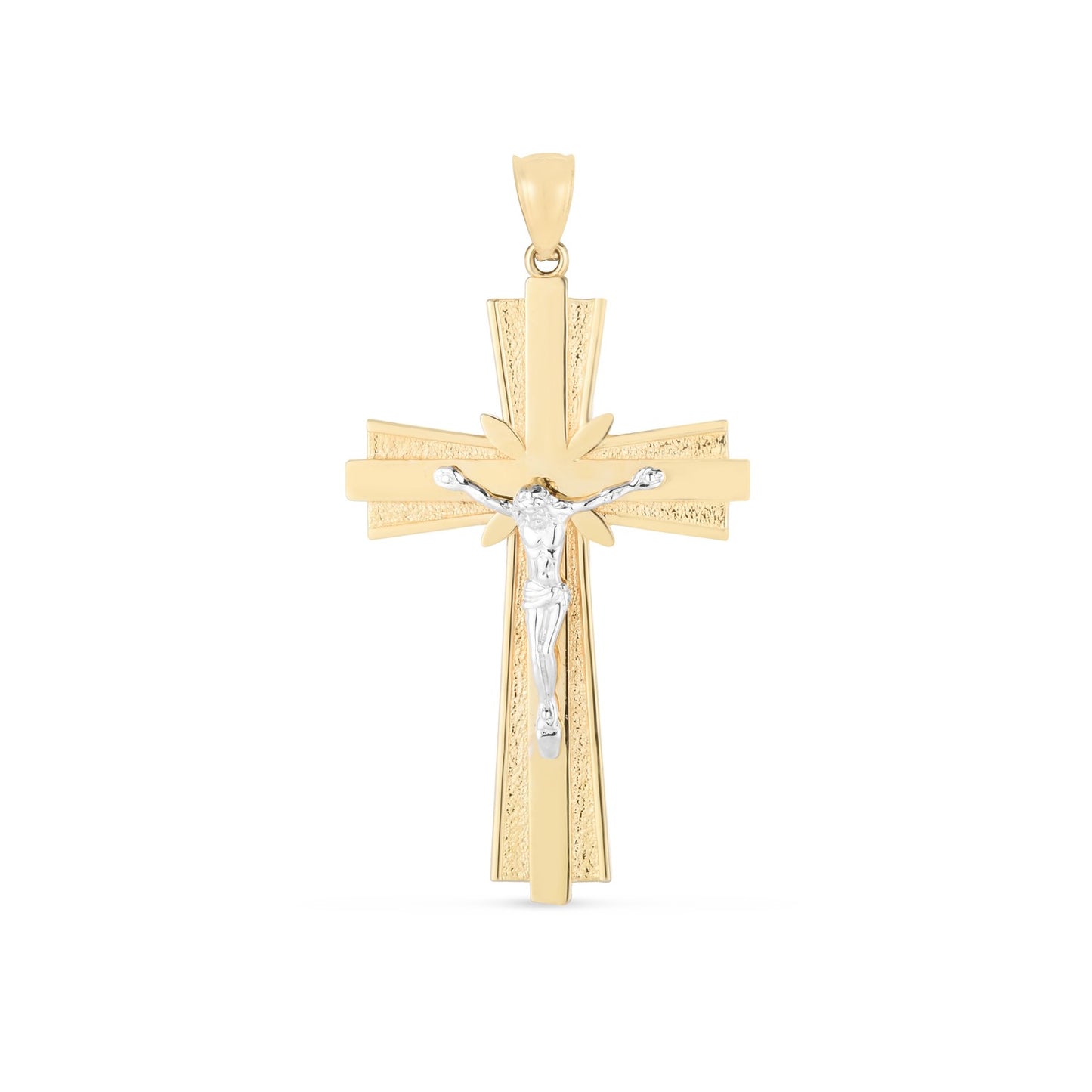 14k Two Tone Gold High Polish Diamond Cut Cross Pendant - La Markesa Jewelry