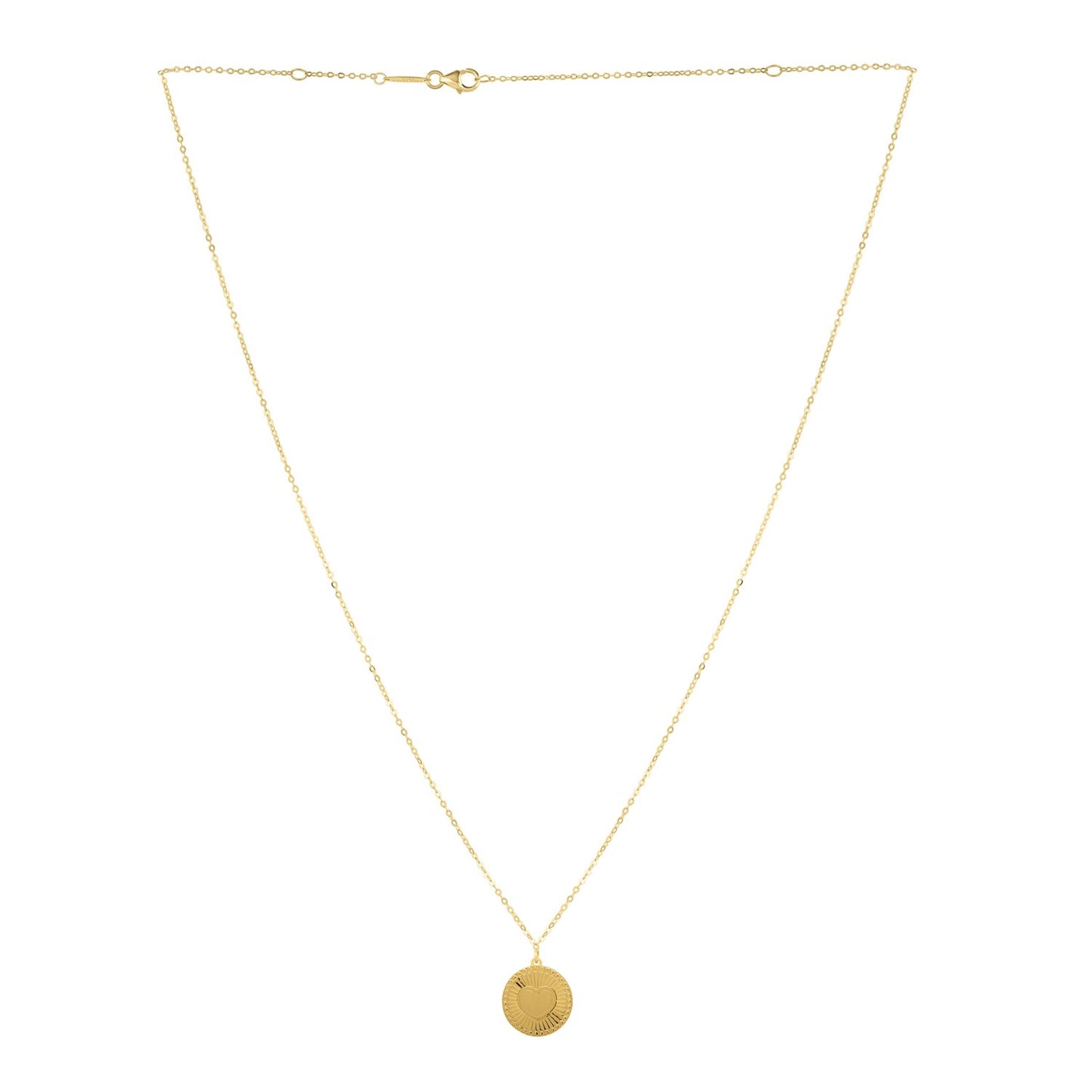 Diamond Cut Heart Disc Necklace in 14K Yellow Gold - La Markesa Jewelry