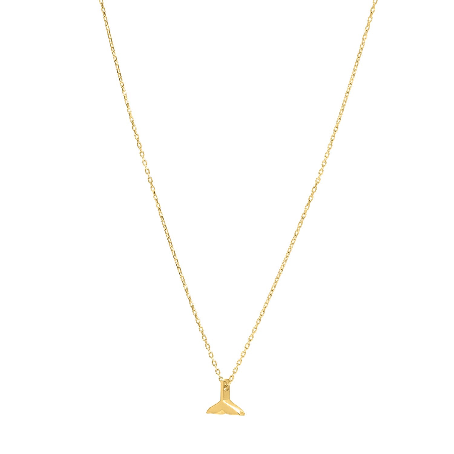 Whale Tail Necklace in 14K Yellow Gold - La Markesa Jewelry