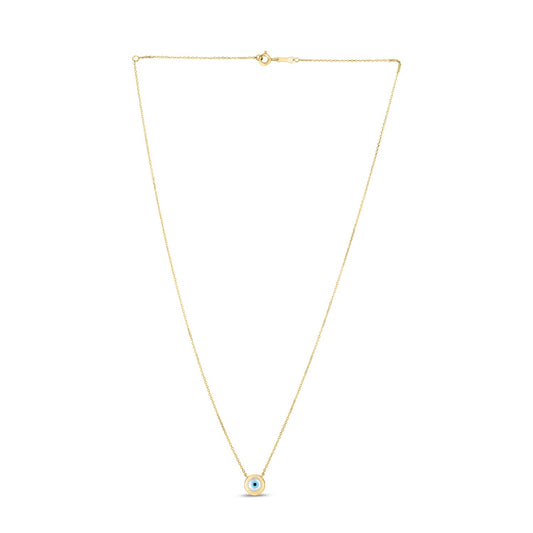 14k Yellow Gold MOP Evil Eye Necklace - La Markesa Jewelry