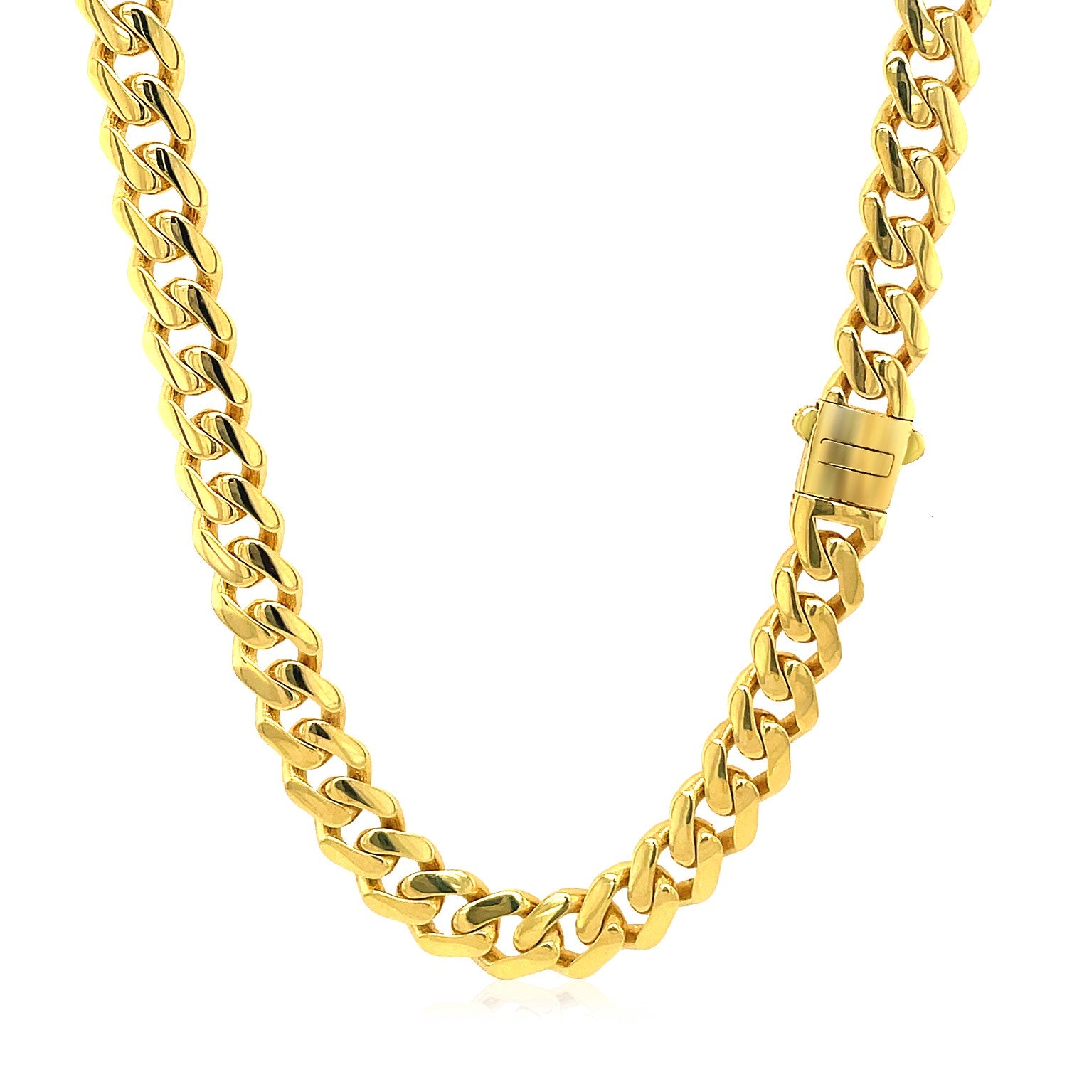 14k Yellow Gold Polished Miami Cuban Chain Necklace - La Markesa Jewelry