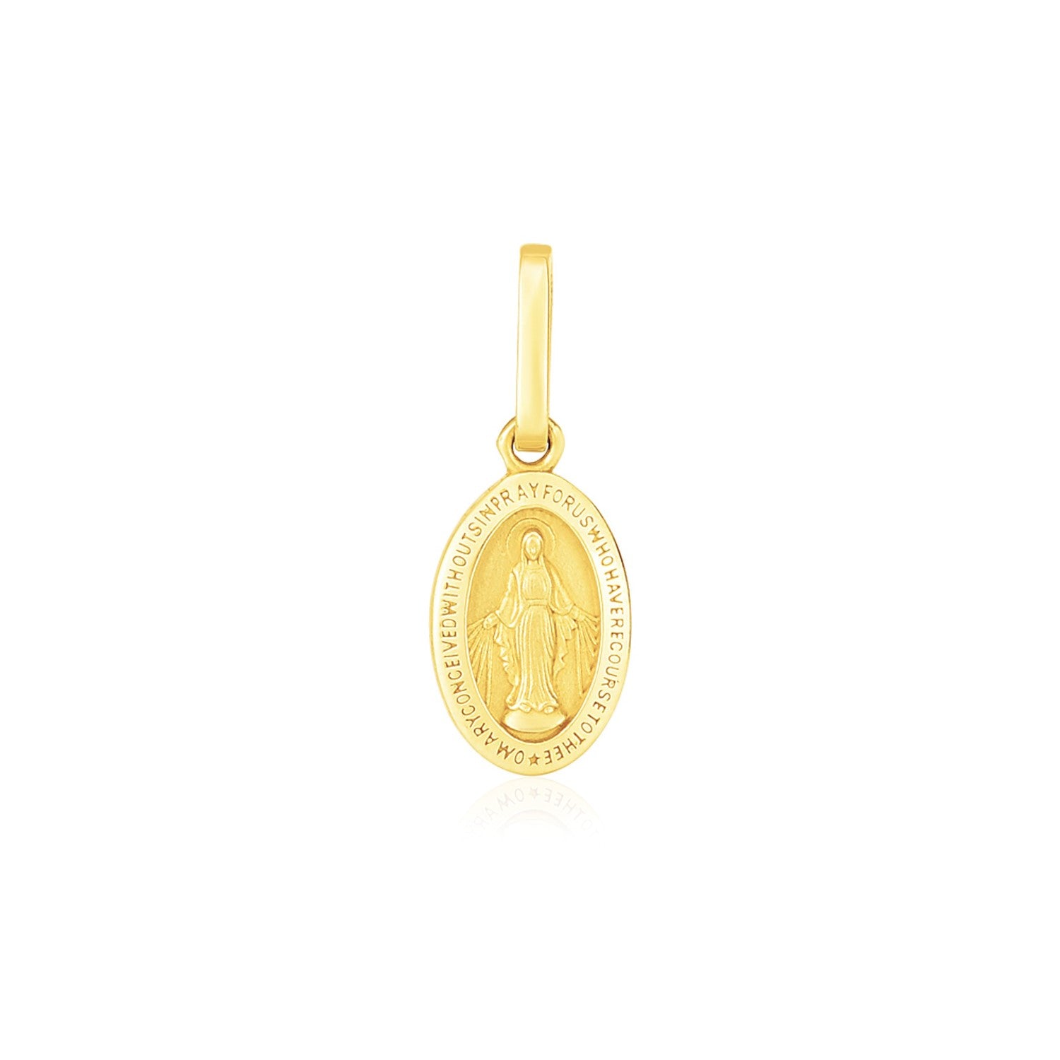 14k Yellow Gold Oval Religious Medal Pendant - La Markesa Jewelry